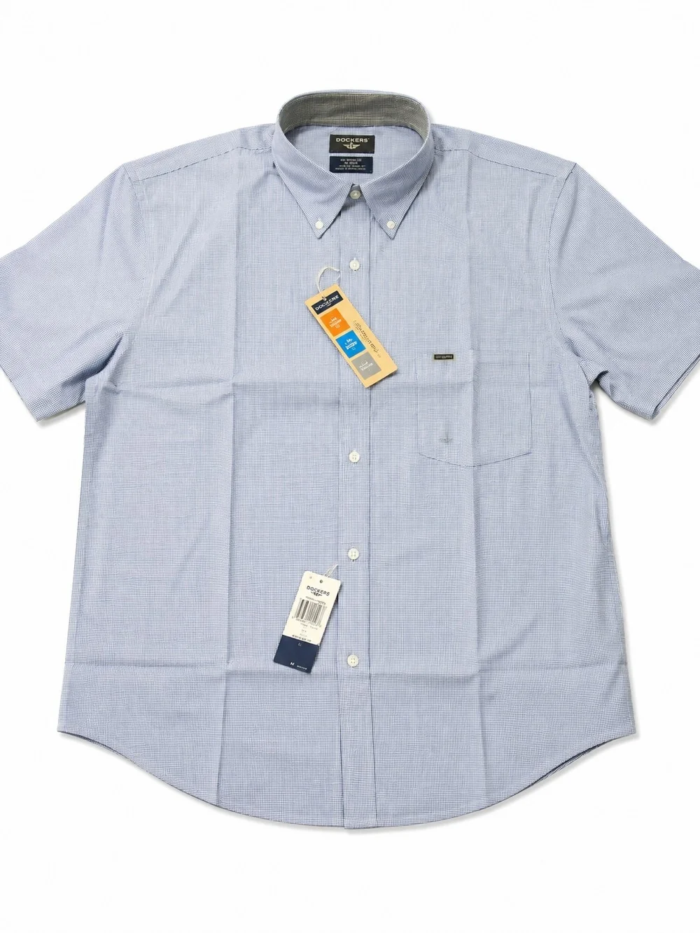 New with tags Dockers men’s short-sleeve button-down shirt classic blue/white